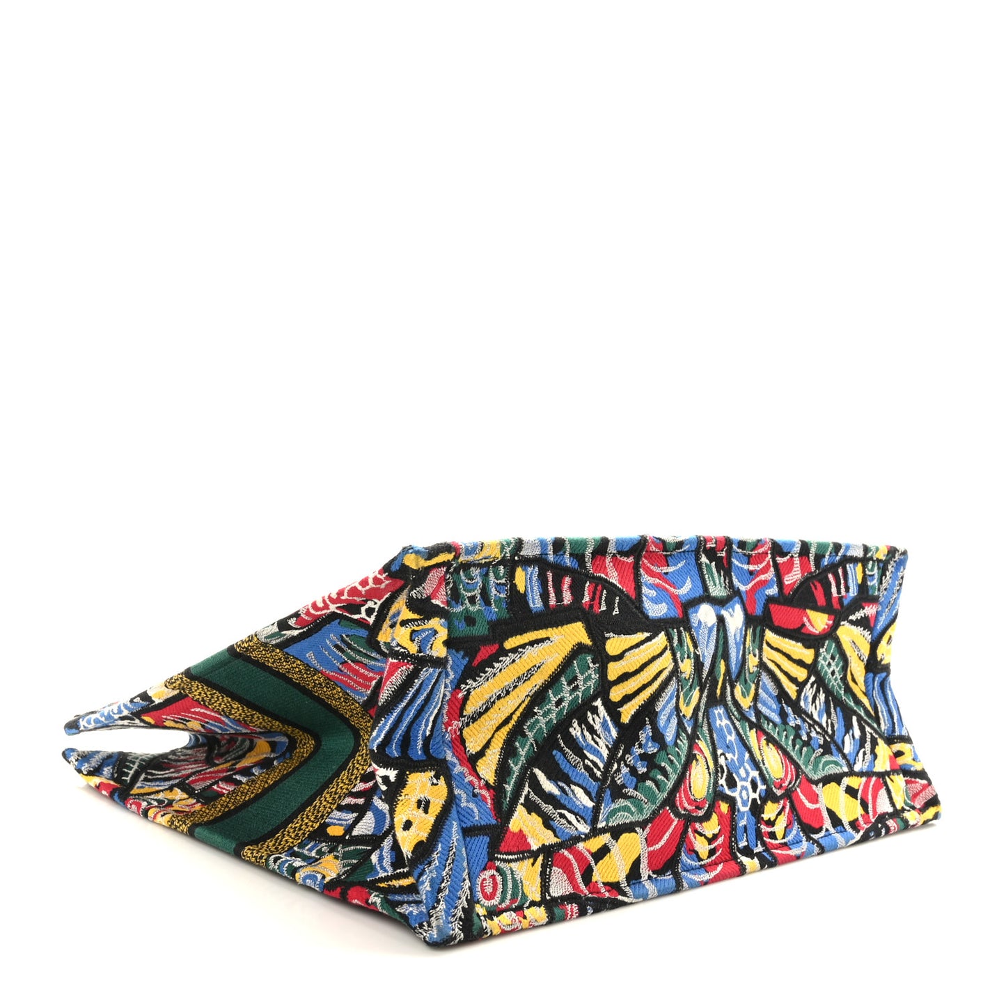 Canvas Embroidered Butterfly Book Tote Black Multicolor