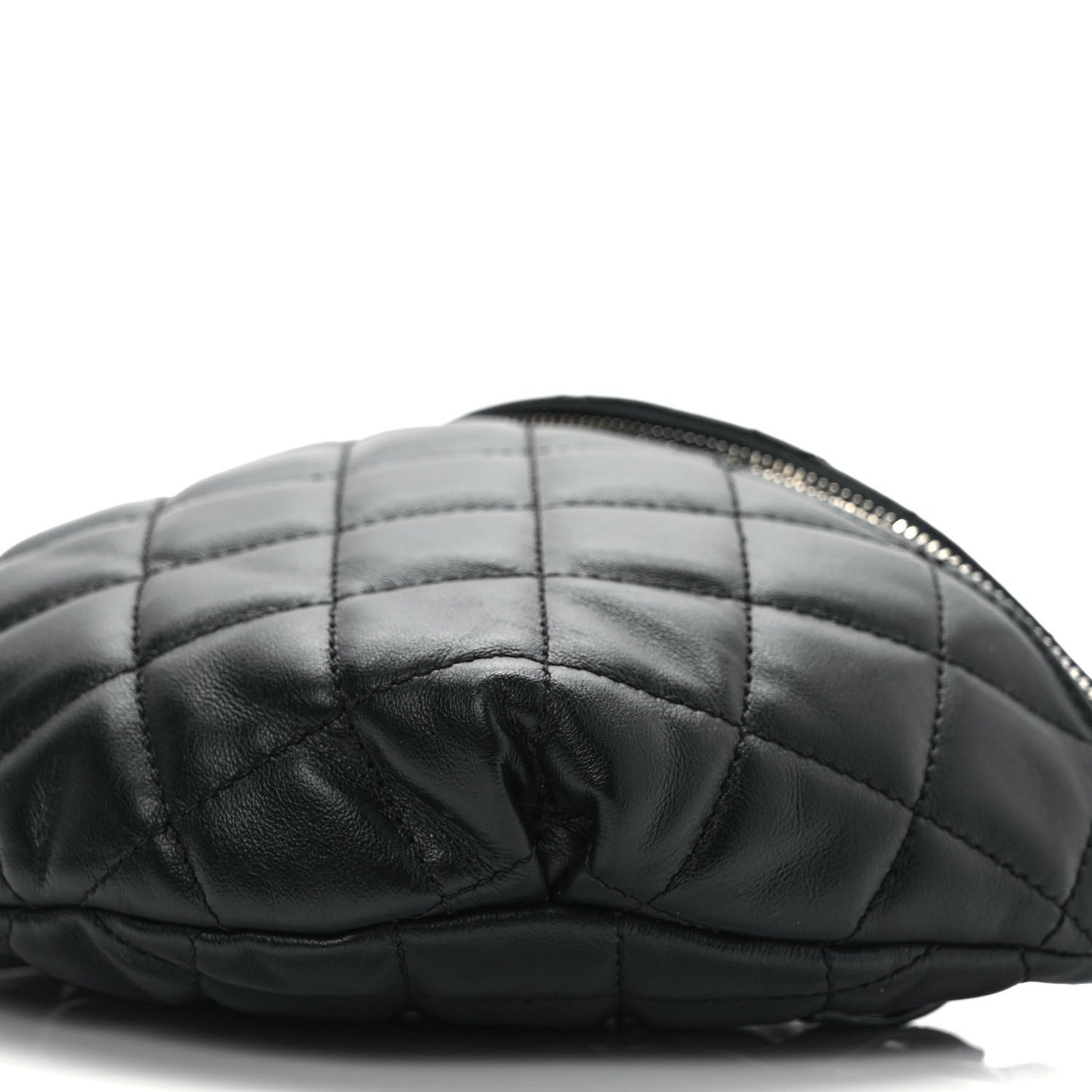 Calfskin Quilted Waist Belt Bag Black