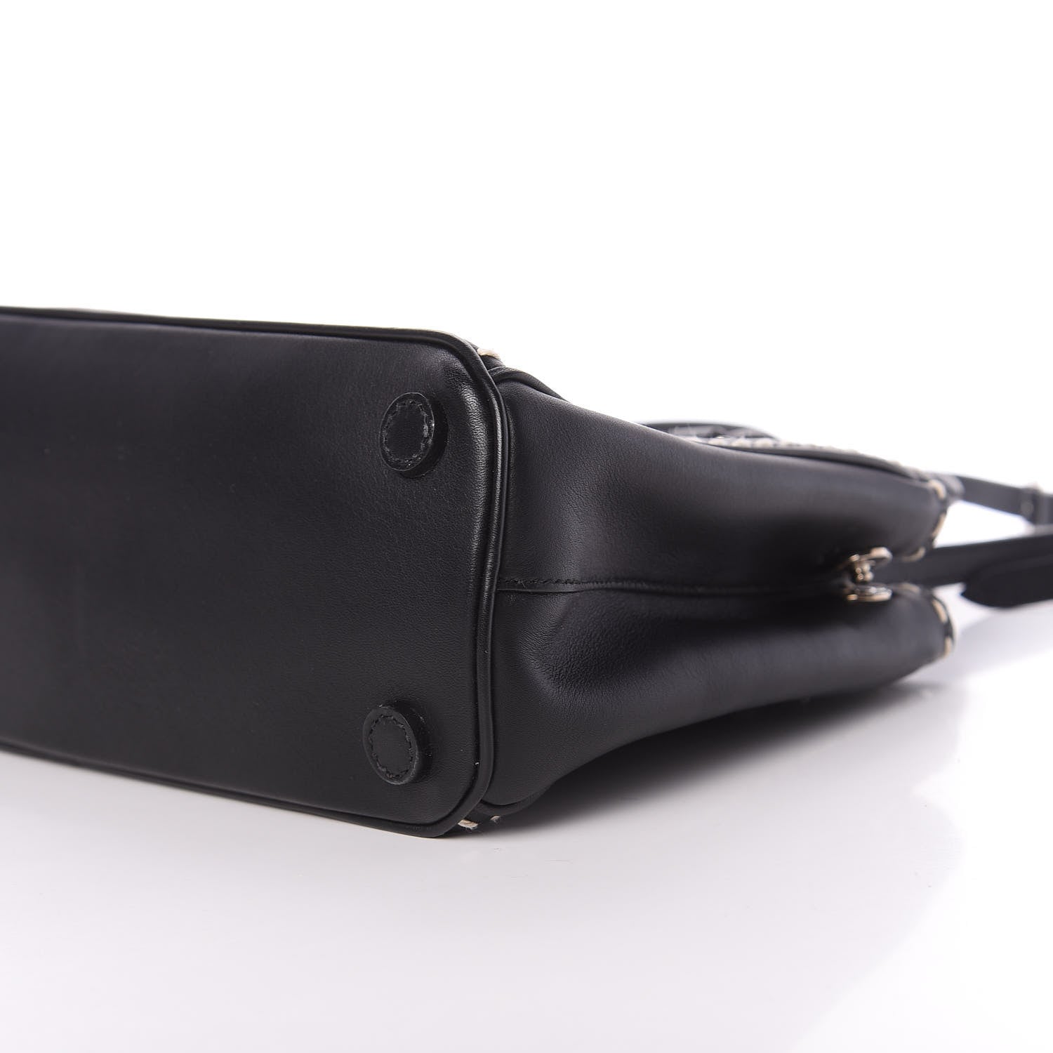 Prada City Calf Mini Hand Stitched Galleria Double Zip Tote Black 9 of 11