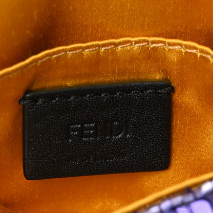 Fendi Sequin Paillettes Shiny Nappa Sex and the City Nano Maxi Buckle Baguette Charm Viola Purple 5 of 9