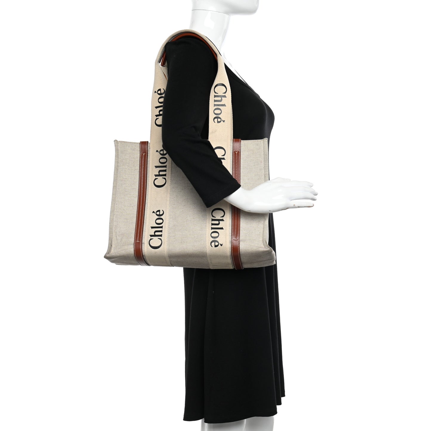 Cotton Calfskin Medium Woody Ribbon Tote White Brown