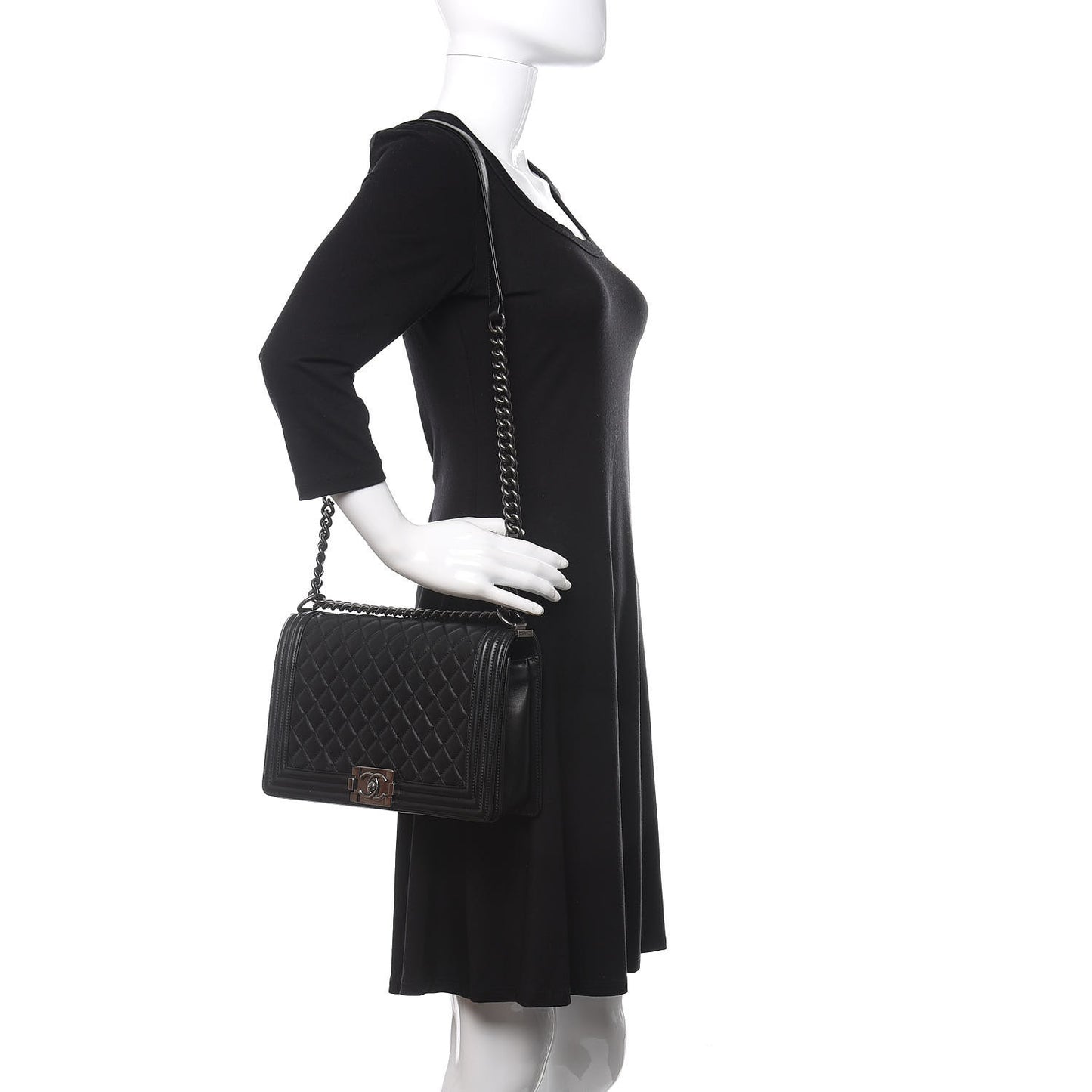 Lambskin Quilted New Medium Boy Flap Black