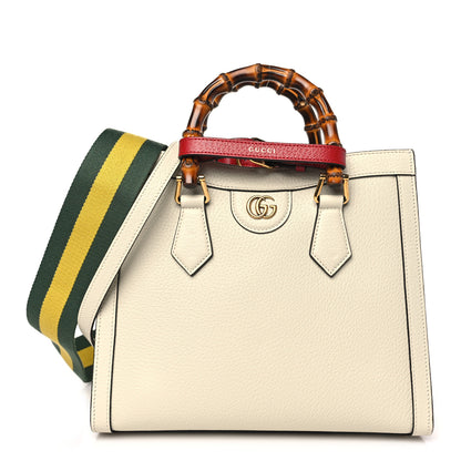 Gucci Textured Dollar Calfskin Web Small Diana Tote Bag Mystic White 1 of 10