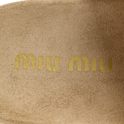 Miu Miu Raffia Logo Slide Sandals 39 Naturale 9 of 10