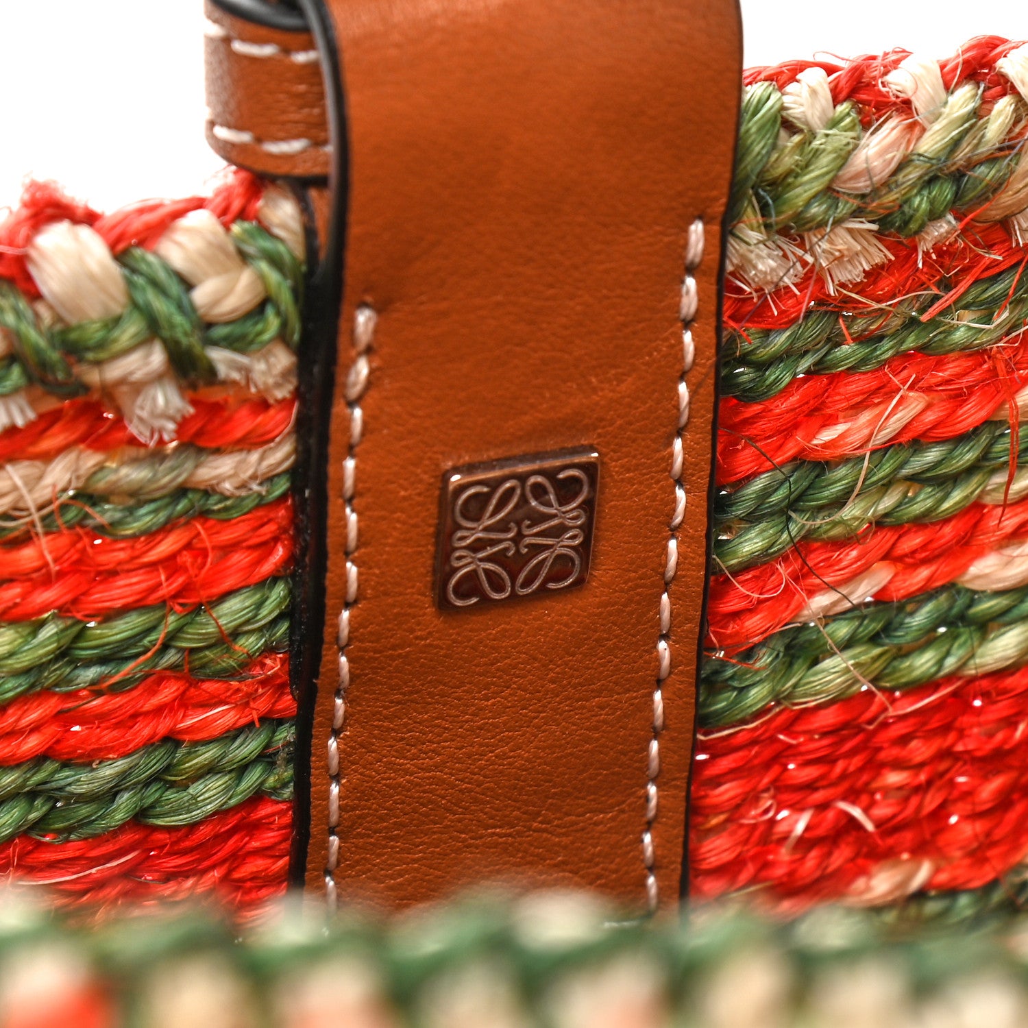 Loewe Sisal Calfskin Raffia Paula's Ibiza Basket Tote Natural Multicolor 7 of 9