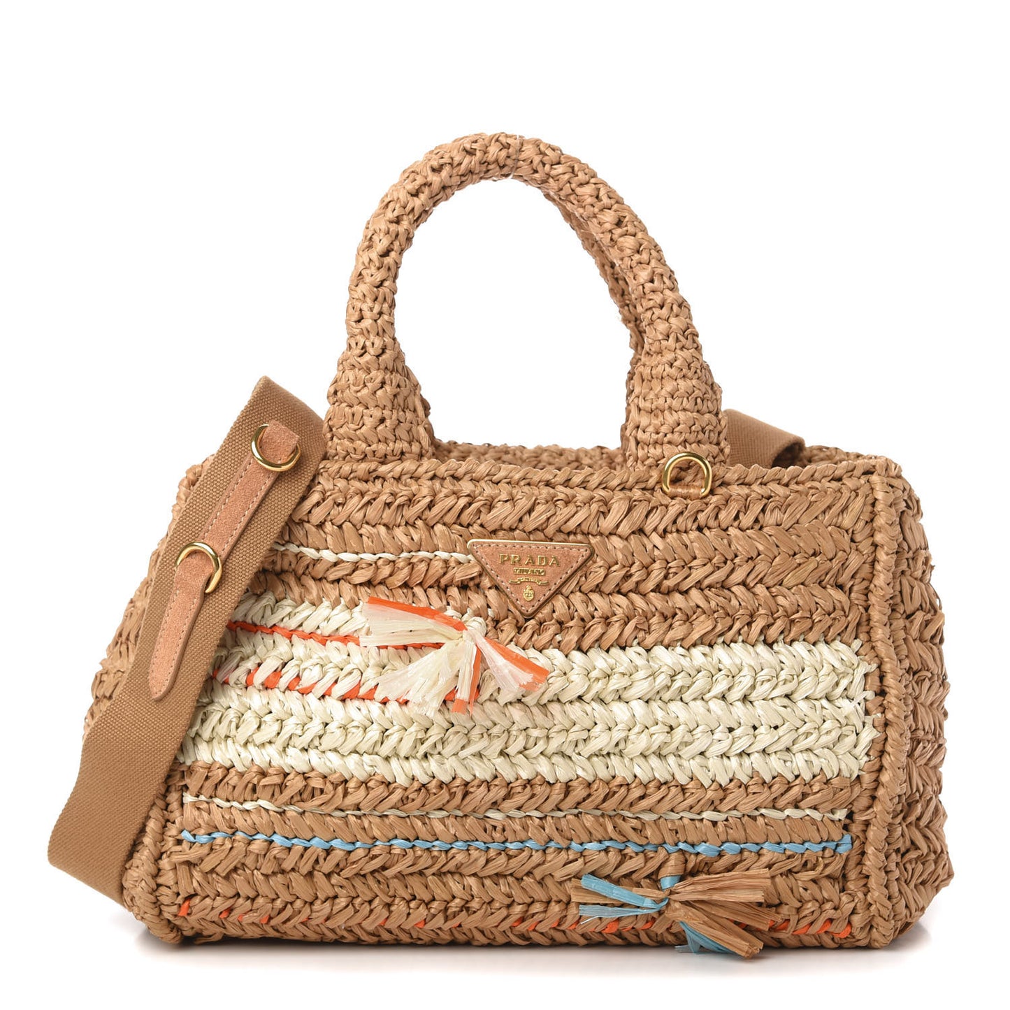 Raffia Woven Tote Naturale Caramel