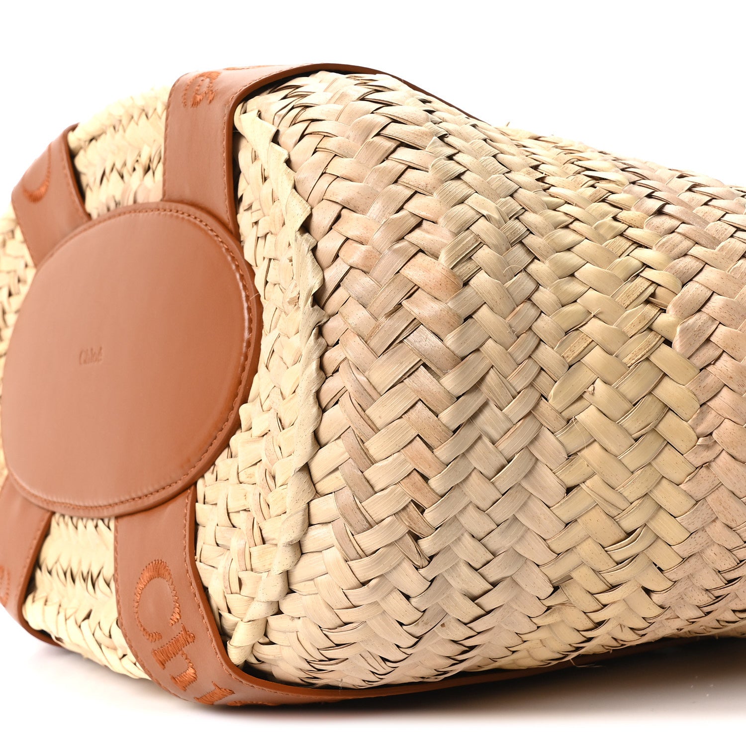 Chloe Raffia Smooth Calfskin Medium Sense Basket Caramel 8 of 8