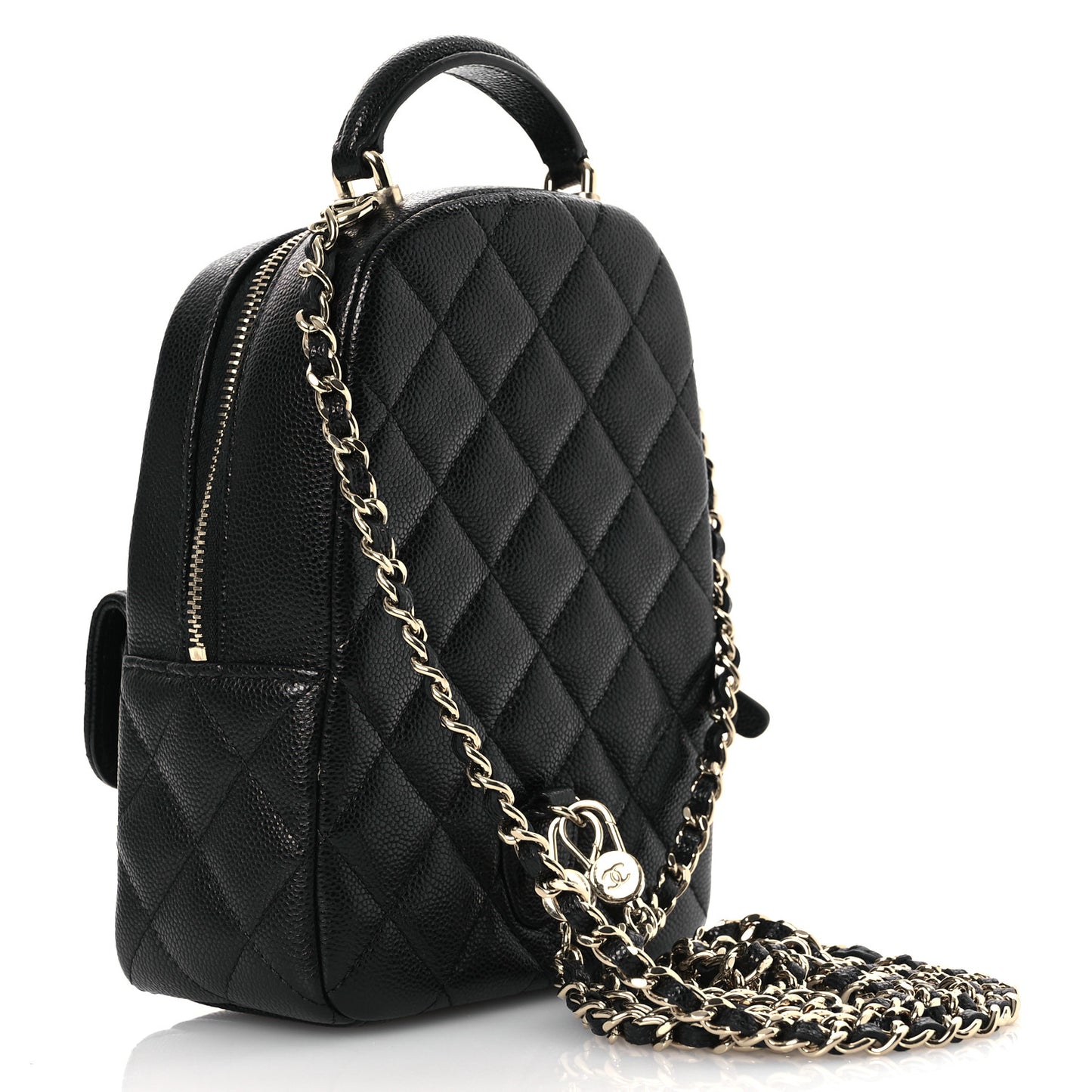 Caviar Quilted CC Mini Classic Backpack Black
