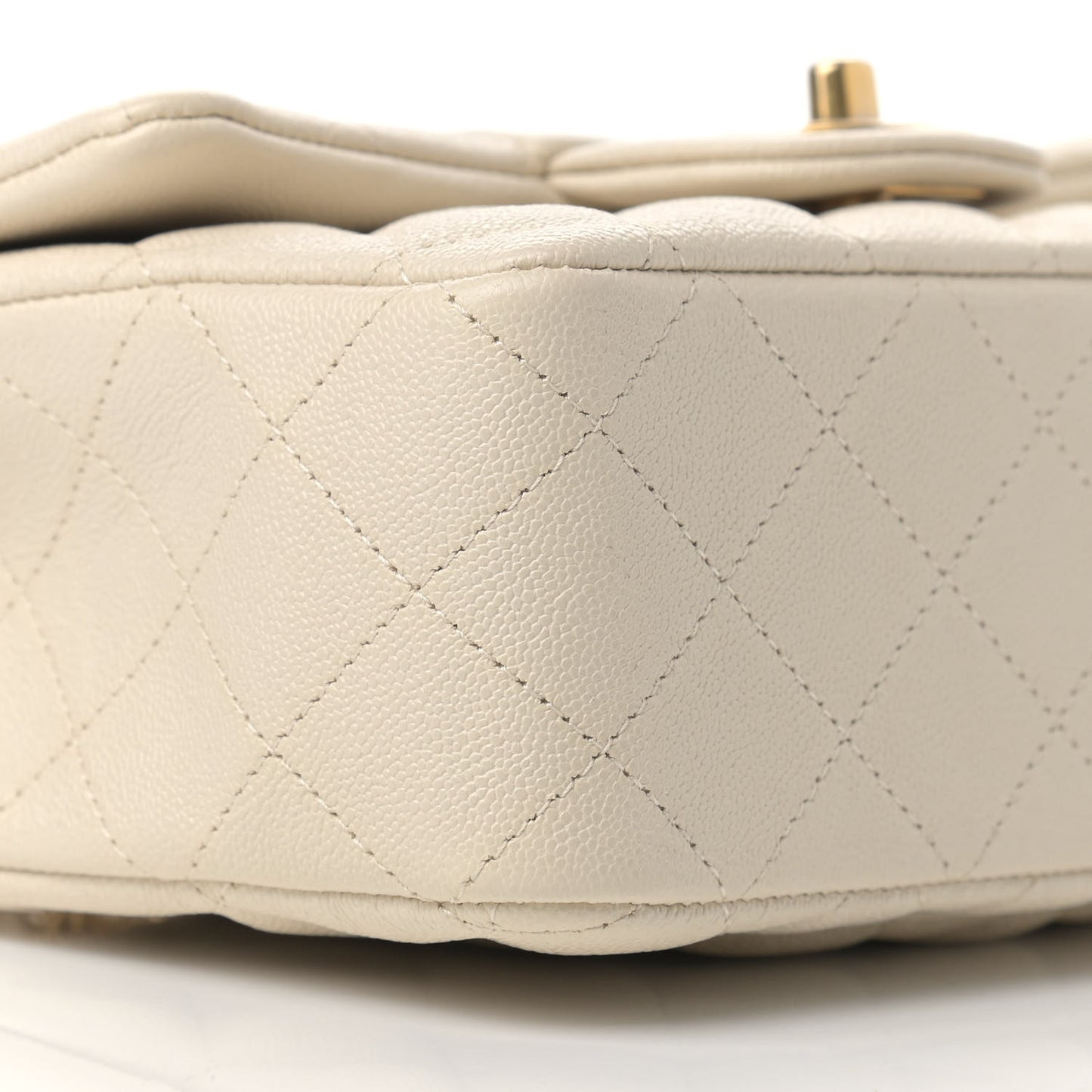 Caviar Quilted Mini Top Handle Rectangular Flap Beige
