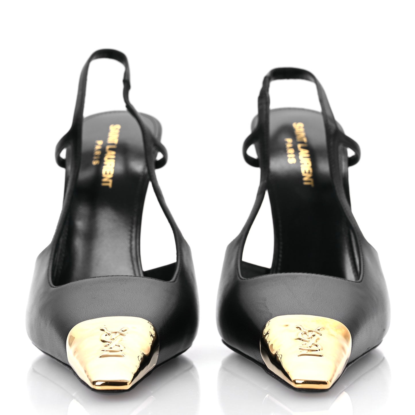 Smooth Calfskin Jeanne 110 Slingback Pumps 39.5 Black Gold