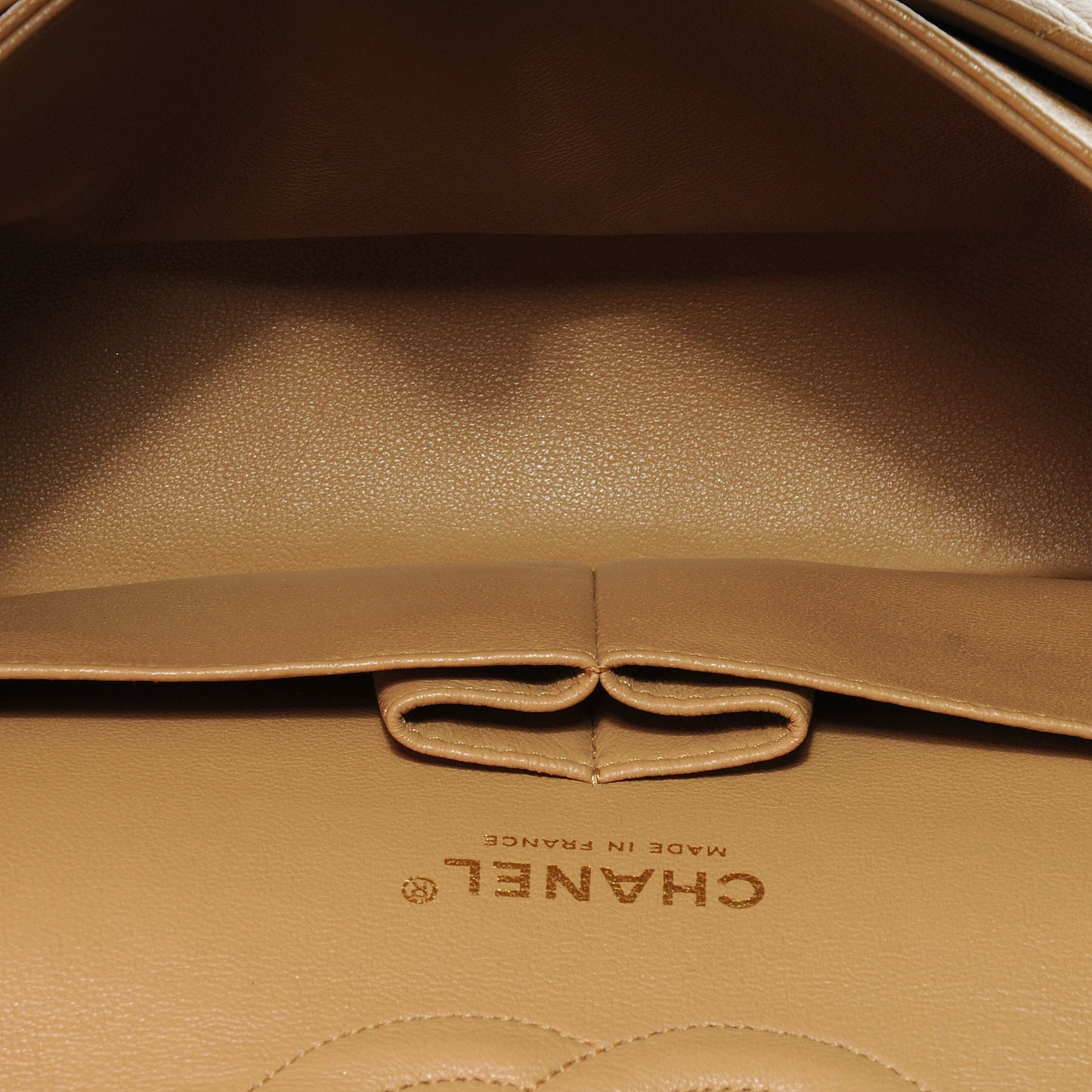 Caviar Quilted Medium Double Flap Beige