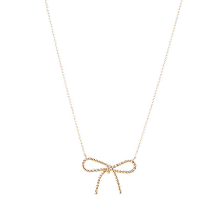 Tiffany 18K Yellow Gold Twist Bow Pendant Necklace 1 of 5