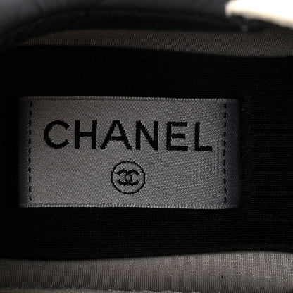 Chanel Mesh Suede Calfskin Grained Calfskin Womens CC Sneakers 38 White Black 13 of 22