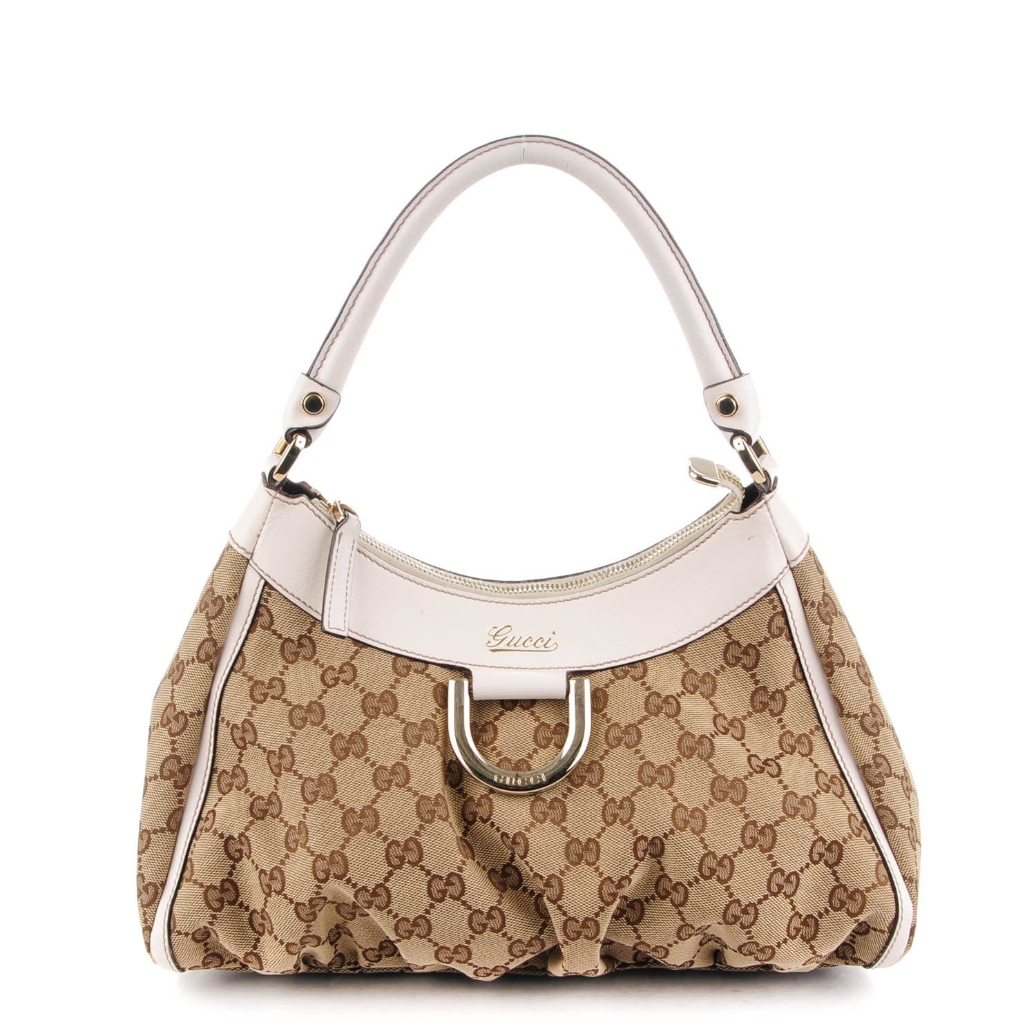 Gucci Monogram Medium D Gold Hobo White 1 of 7