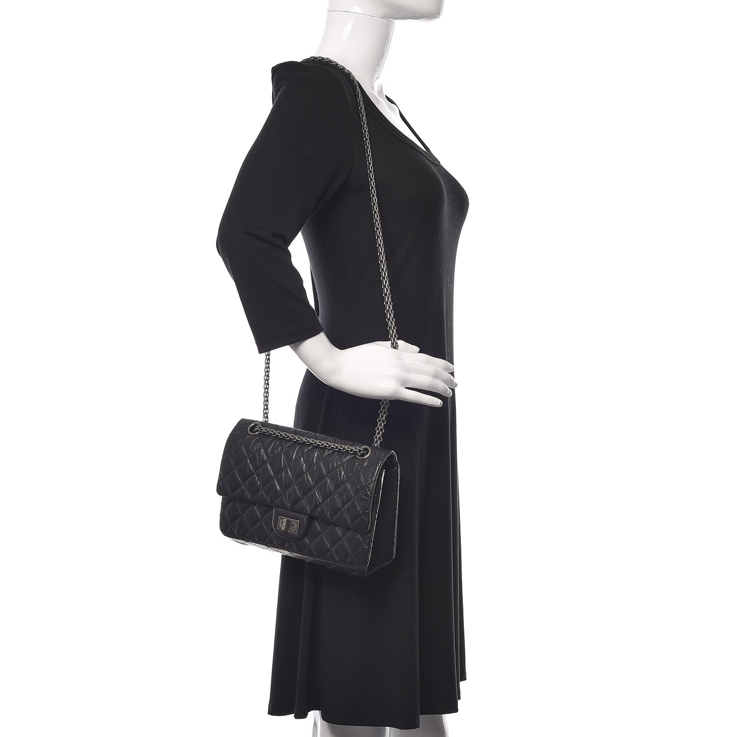 Chanel Aged Calfskin Quilted 2.55 Reissue 225 Flap Black 2 of 10