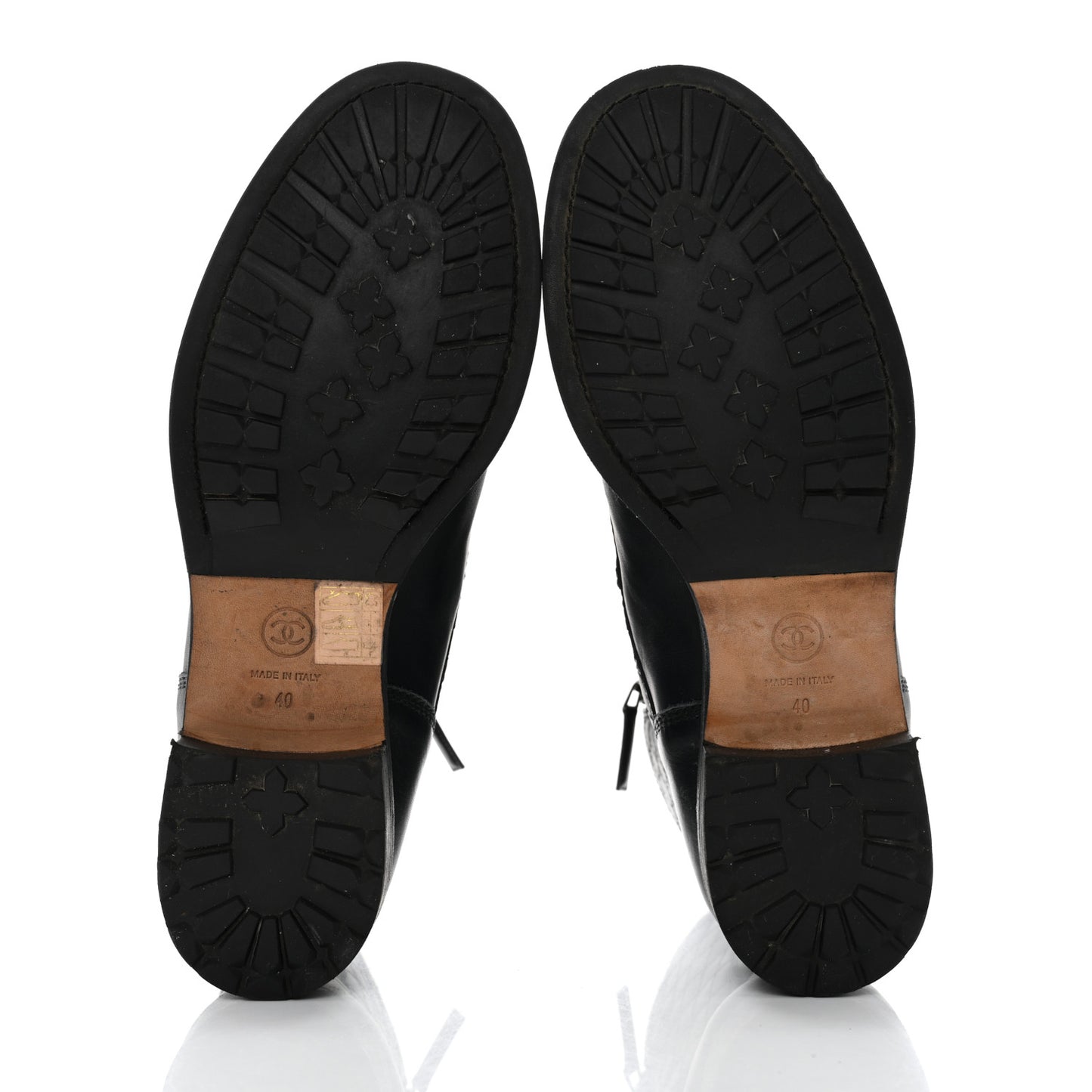 Sheepskin Quilted CC Tall Lace Up Combat Boots 40 Navy