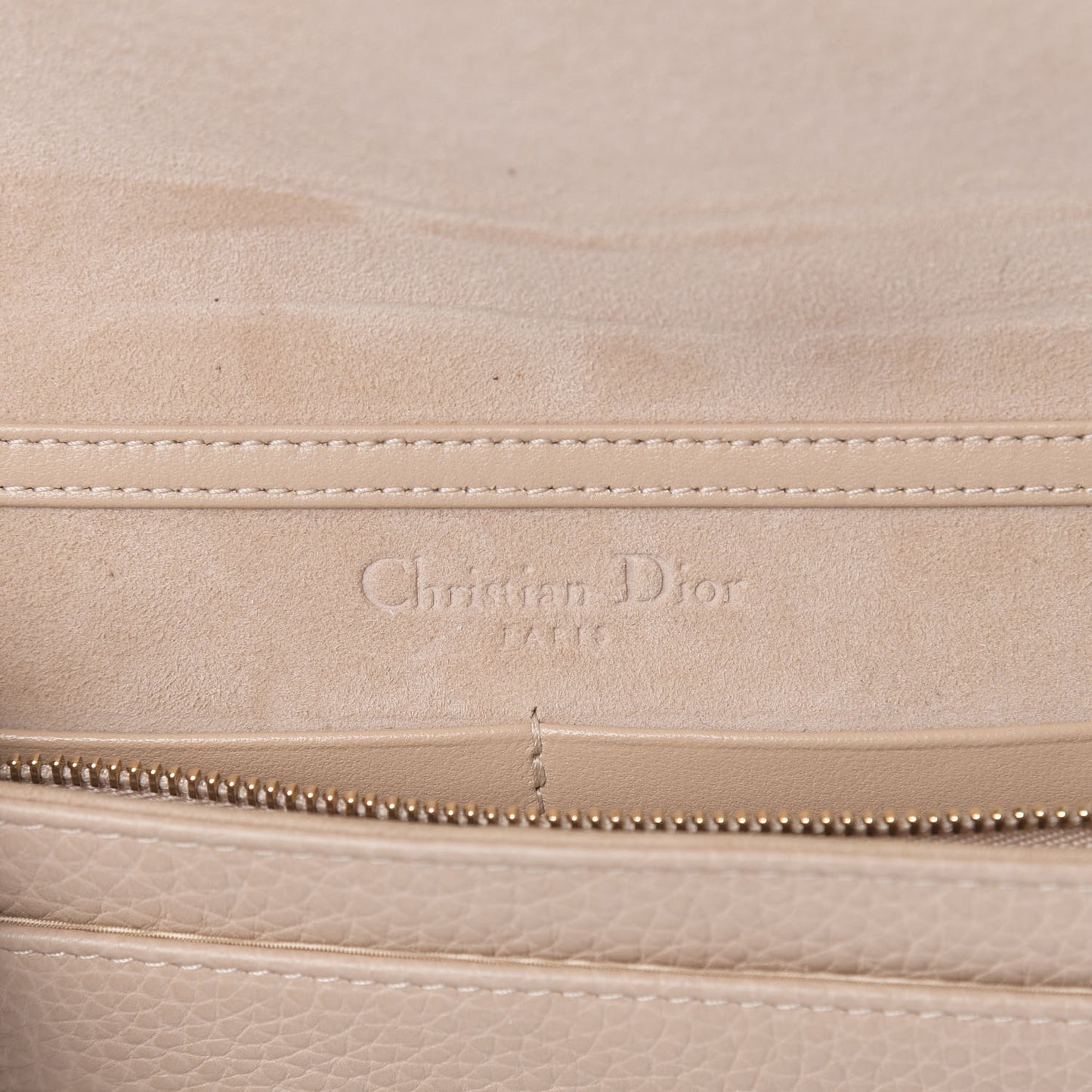 Grained Calfskin Diorama Wallet on Chain Pouch Nude