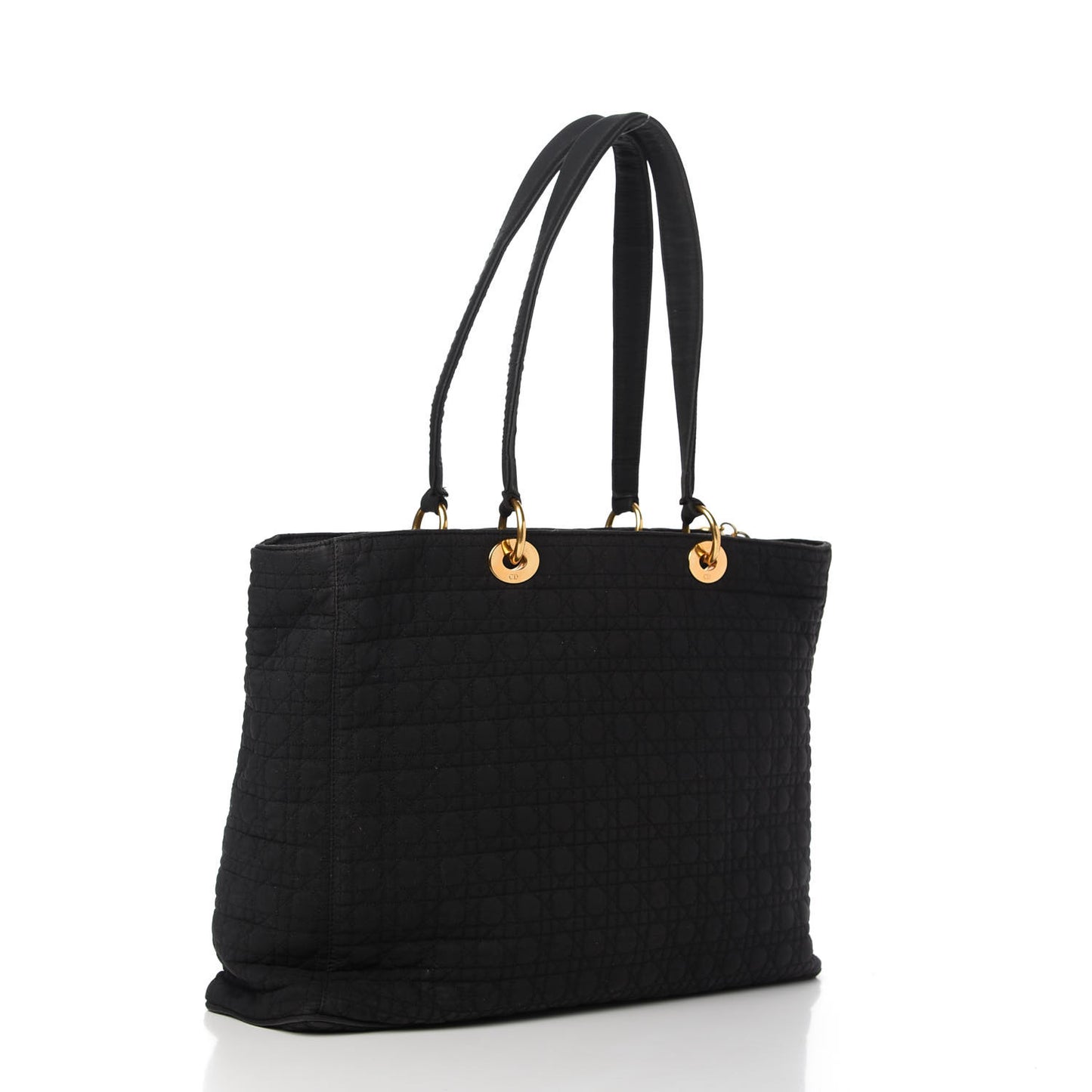 Nylon Cannage Large Lady Dior Tote Black
