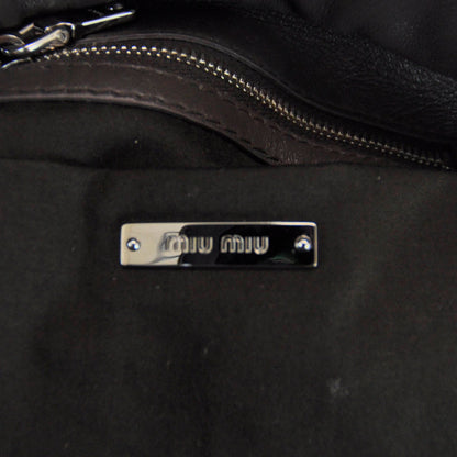Miu Miu Leather Matelasse Shoulder Bag Grigio 7 of 7