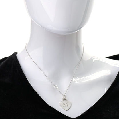 Tiffany Sterling Silver Heart Tag Alphabet M Pendant Necklace 2 of 6