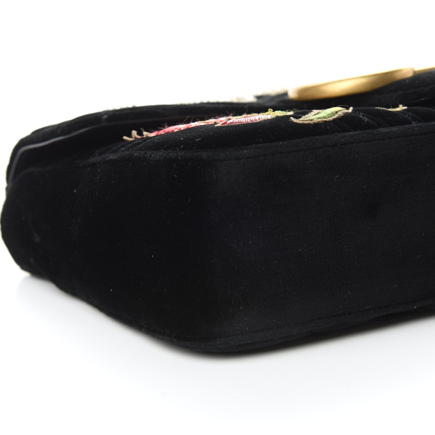 Gucci Velvet Matelasse Loved Embroidered Medium GG Marmont Shoulder Bag Black 8 of 10