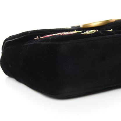 Gucci Velvet Matelasse Loved Embroidered Medium GG Marmont Shoulder Bag Black 8 of 10