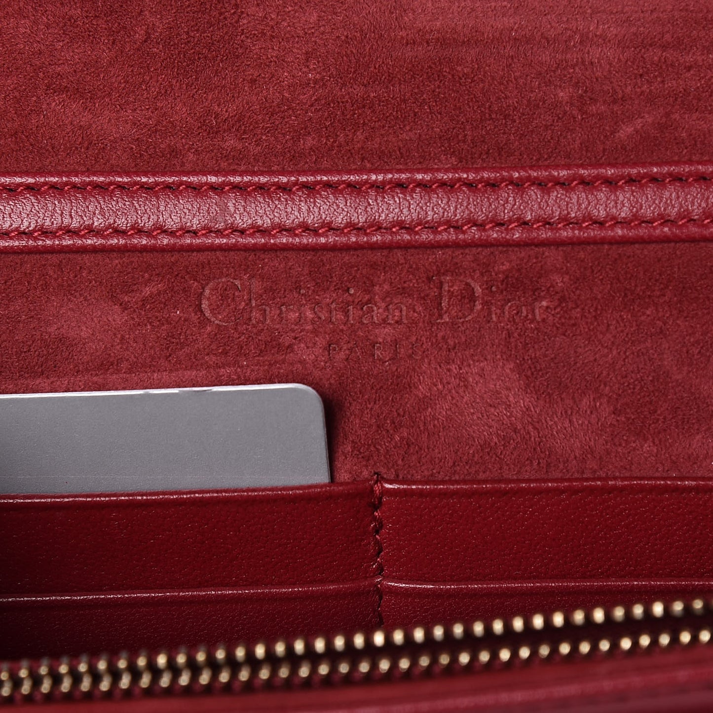 Lambskin Cannage Dioraddict Wallet on Chain Clutch Red