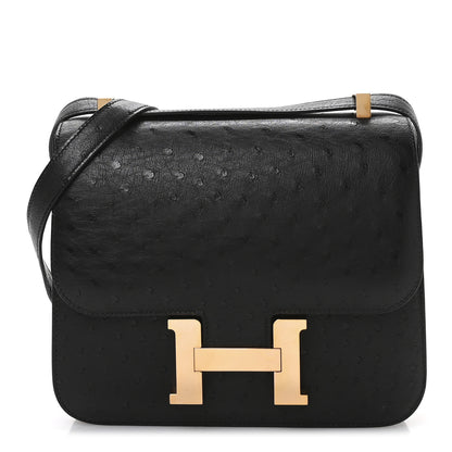 Hermes Ostrich Constance 24 Black 1 of 12