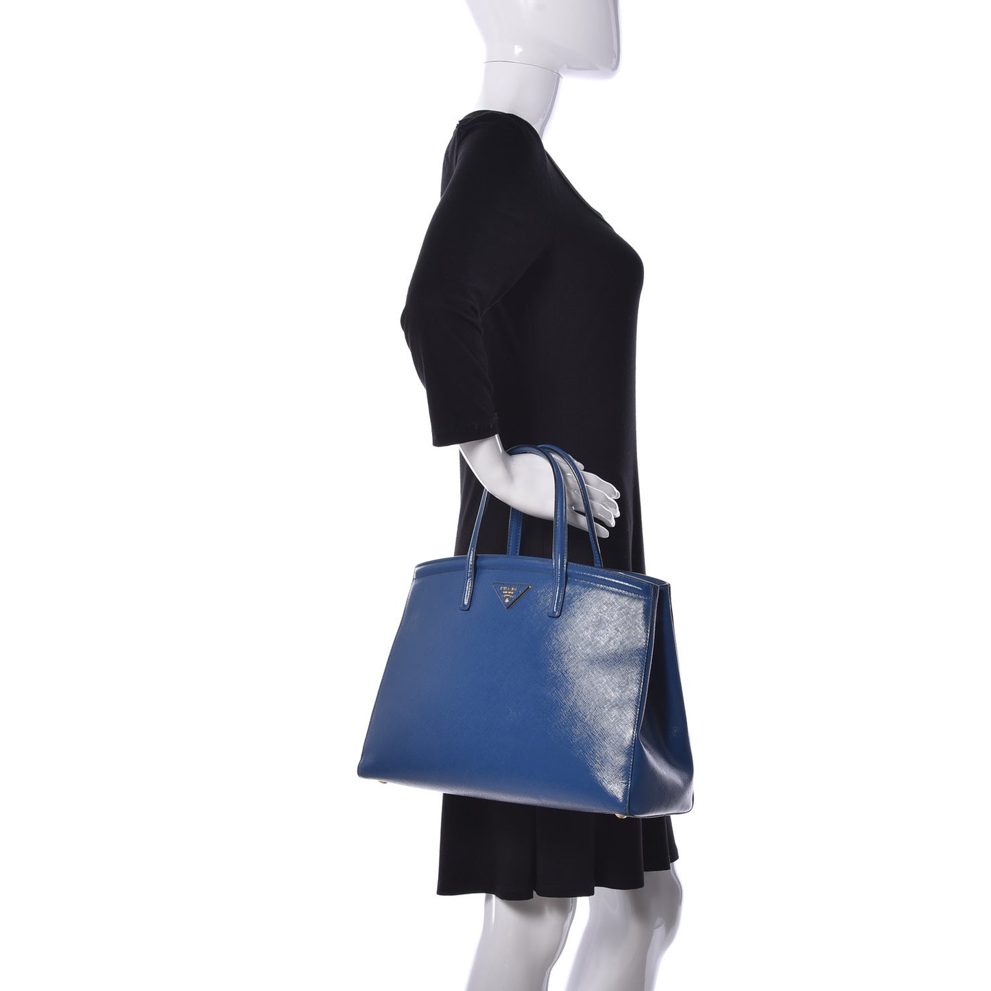 Saffiano Vernice Shopping Tote Azzurro