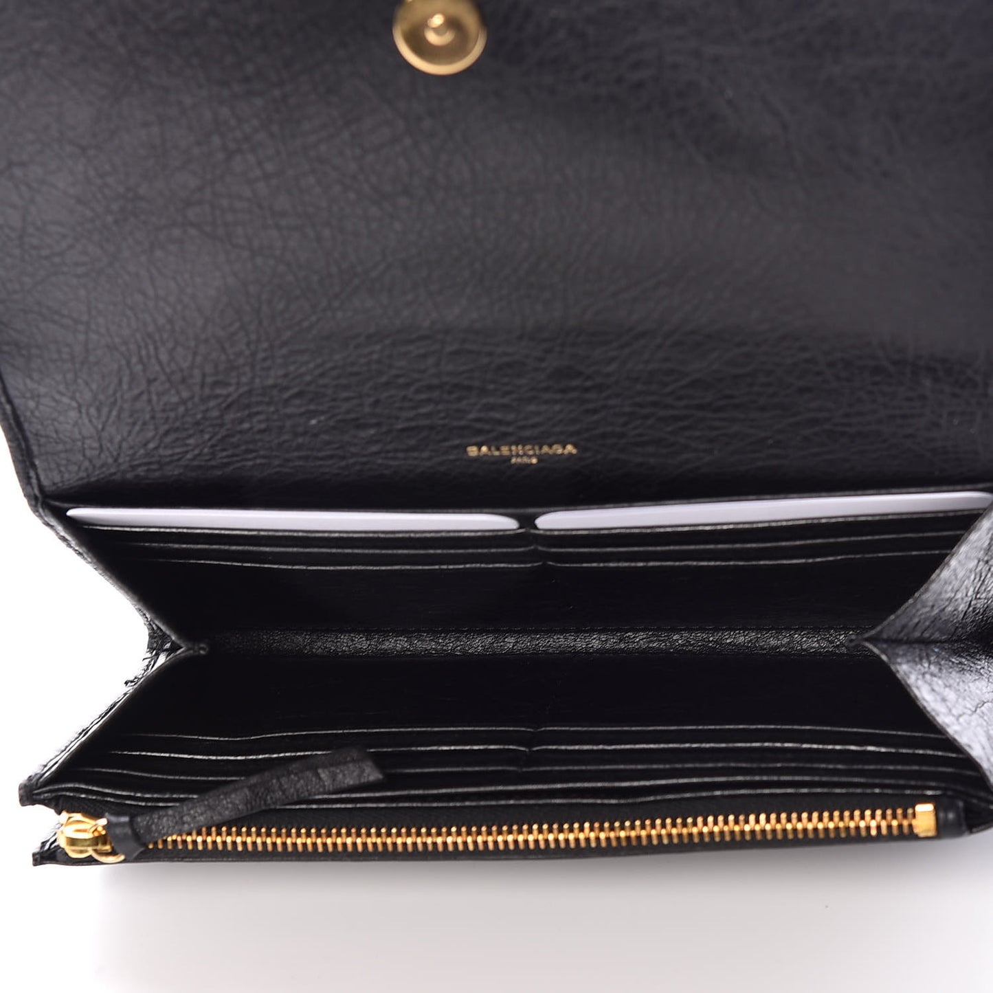 Agneau Classic Gold Hardware Money Wallet Black