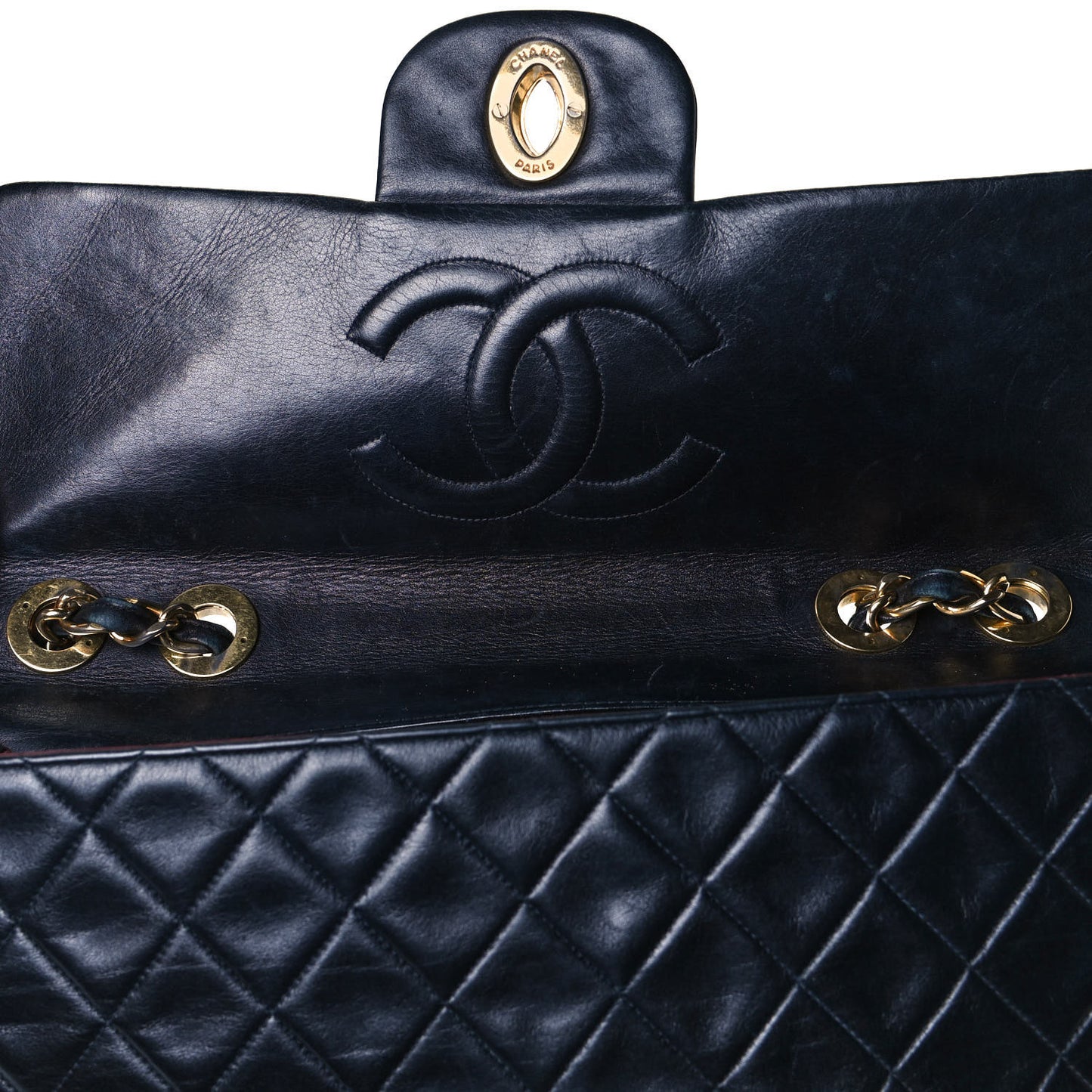 Lambskin Quilted XL Jumbo Single Flap Black