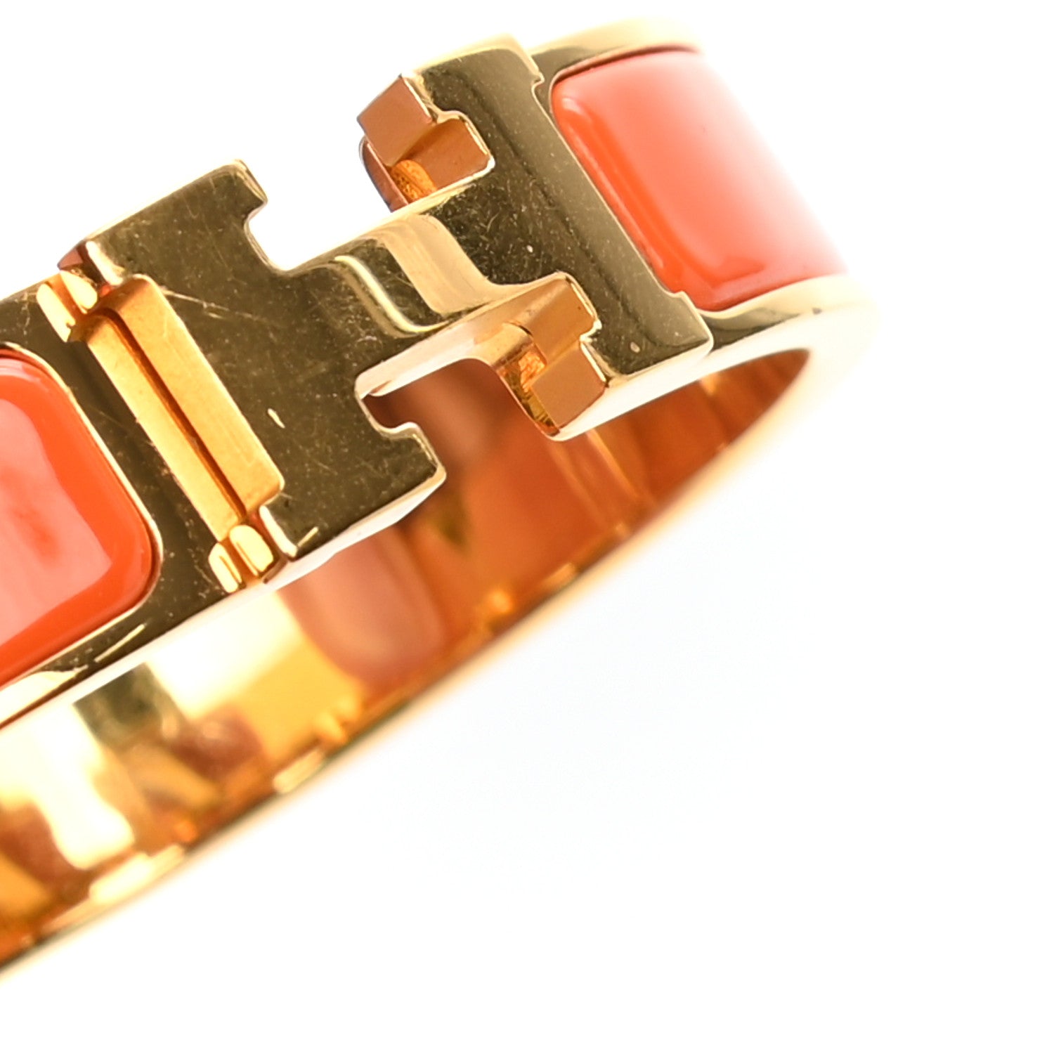 Hermes Enamel Narrow Clic Clac H Bracelet GM Orange 5 of 5