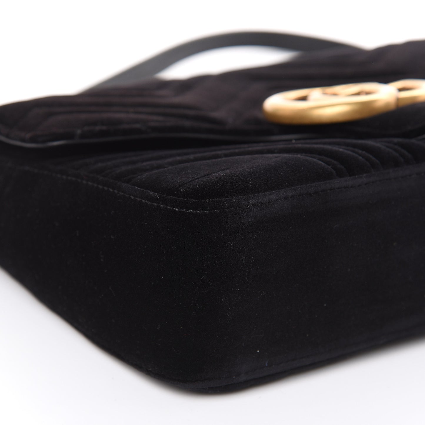 Velvet Matelasse Medium GG Marmont Shoulder Bag Black