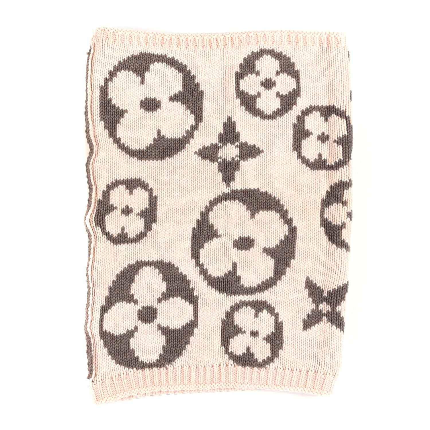 Louis Vuitton Wool Monogram Grand Froid Snood Scarf Brown Pink 3 of 4