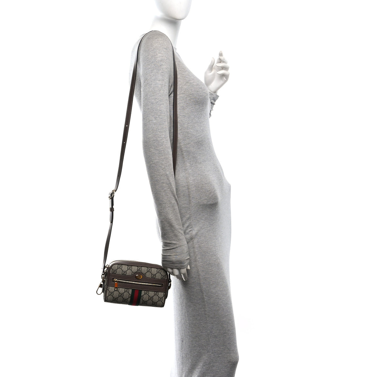 GG Supreme Monogram Web Mini Ophidia Shoulder Bag Brown