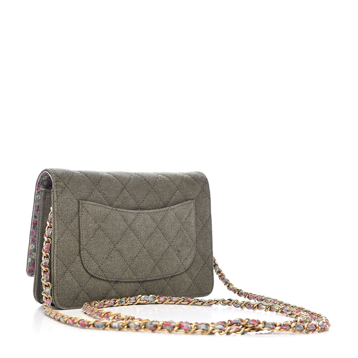 Canvas Quilted Coco Cuba Charms Wallet On Chain WOC Khaki
