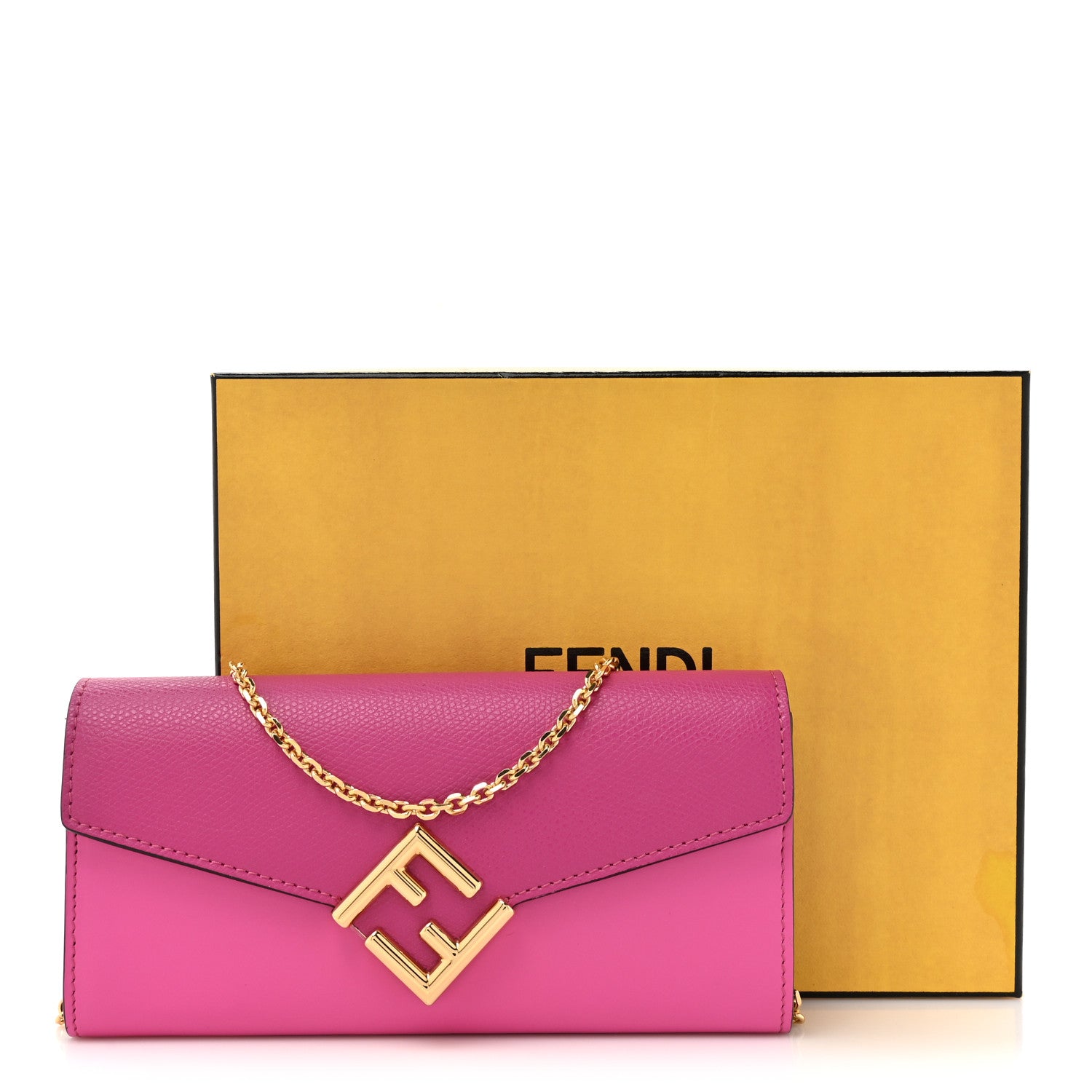 Fendi Vitello King Cruise FF Diamonds Continental Envelope Wallet On Chain Geranio Ciclamino Pilar 14 of 14