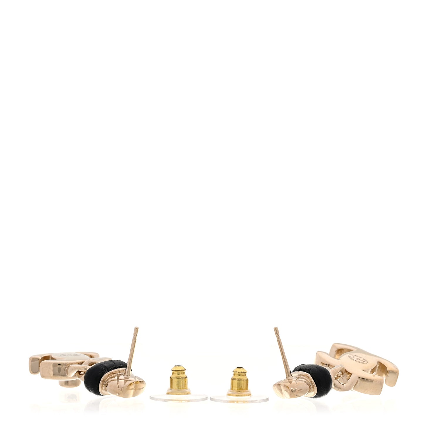 Lambskin CC Turnlock Drop Earrings Gold Black