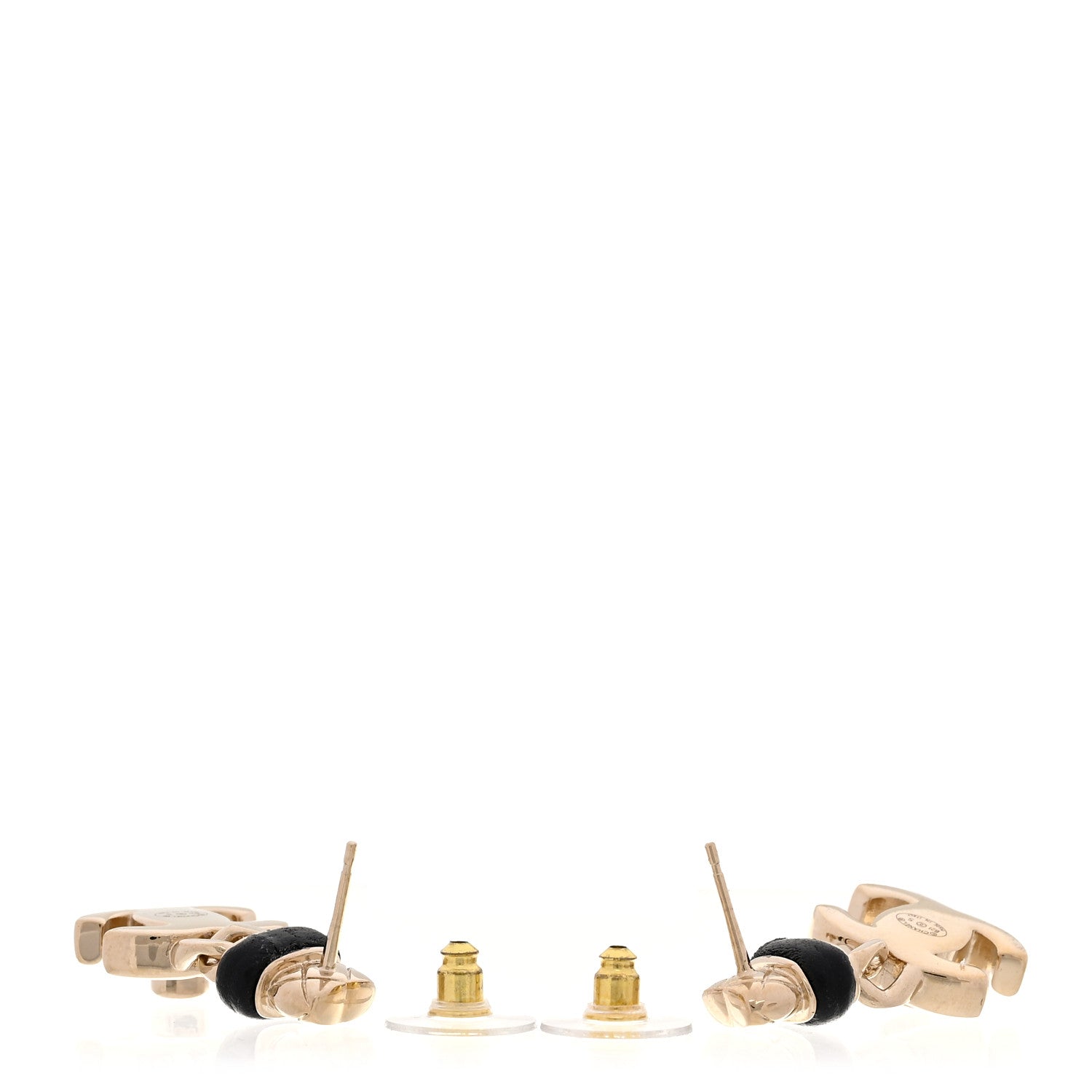 Chanel Lambskin CC Turnlock Drop Earrings Gold Black 2 of 4