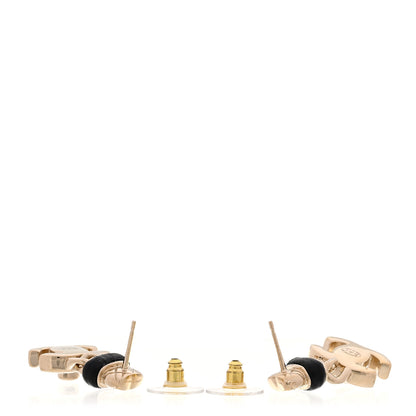 Chanel Lambskin CC Turnlock Drop Earrings Gold Black 2 of 4