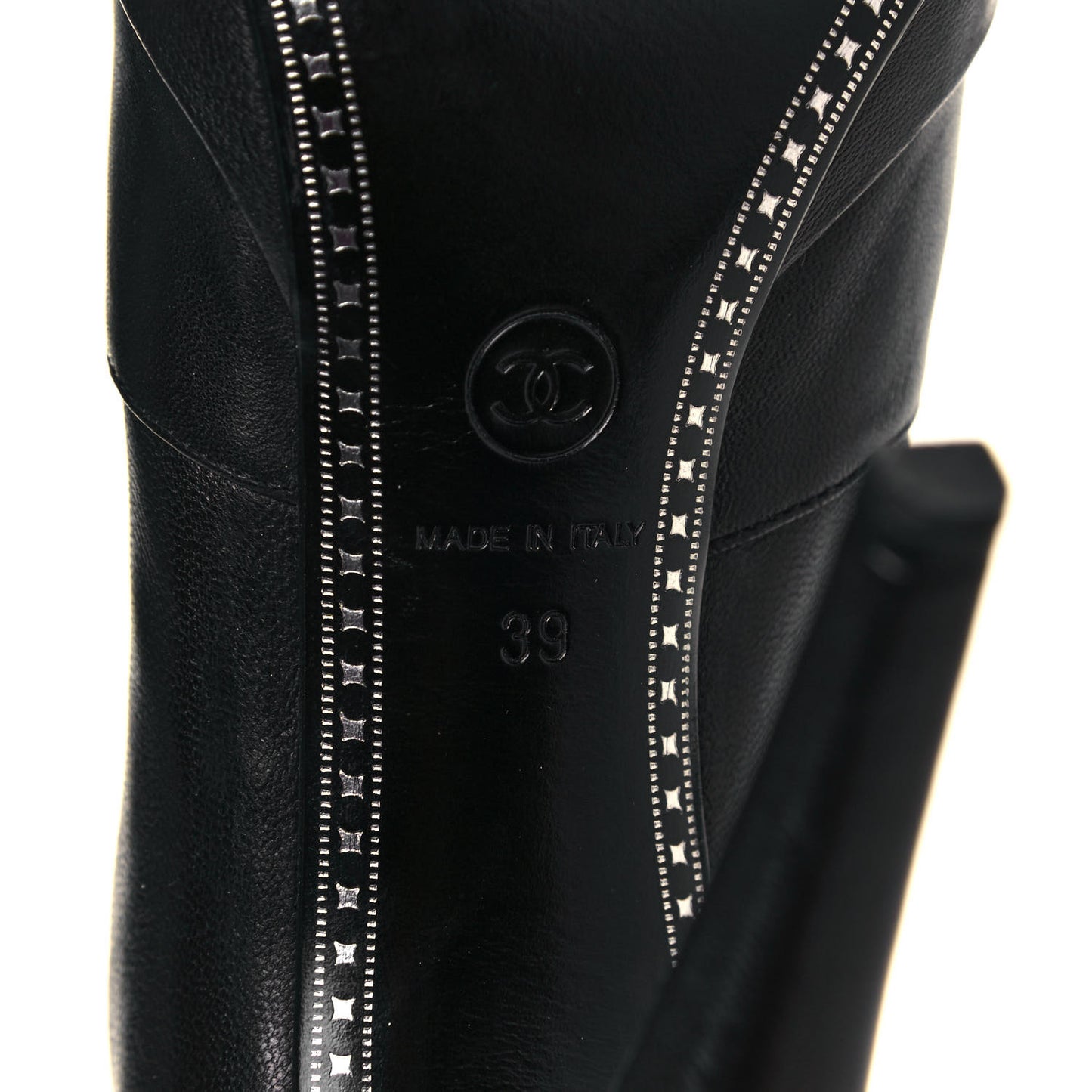 Lambskin Patent CC Cap Toe Platform Ankle Boots 39 Black