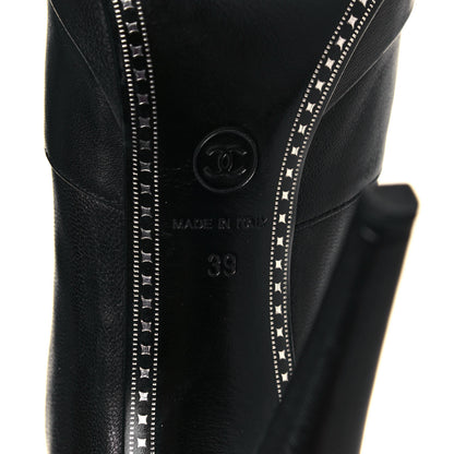 Chanel Lambskin Patent CC Cap Toe Platform Ankle Boots 39 Black 6 of 10