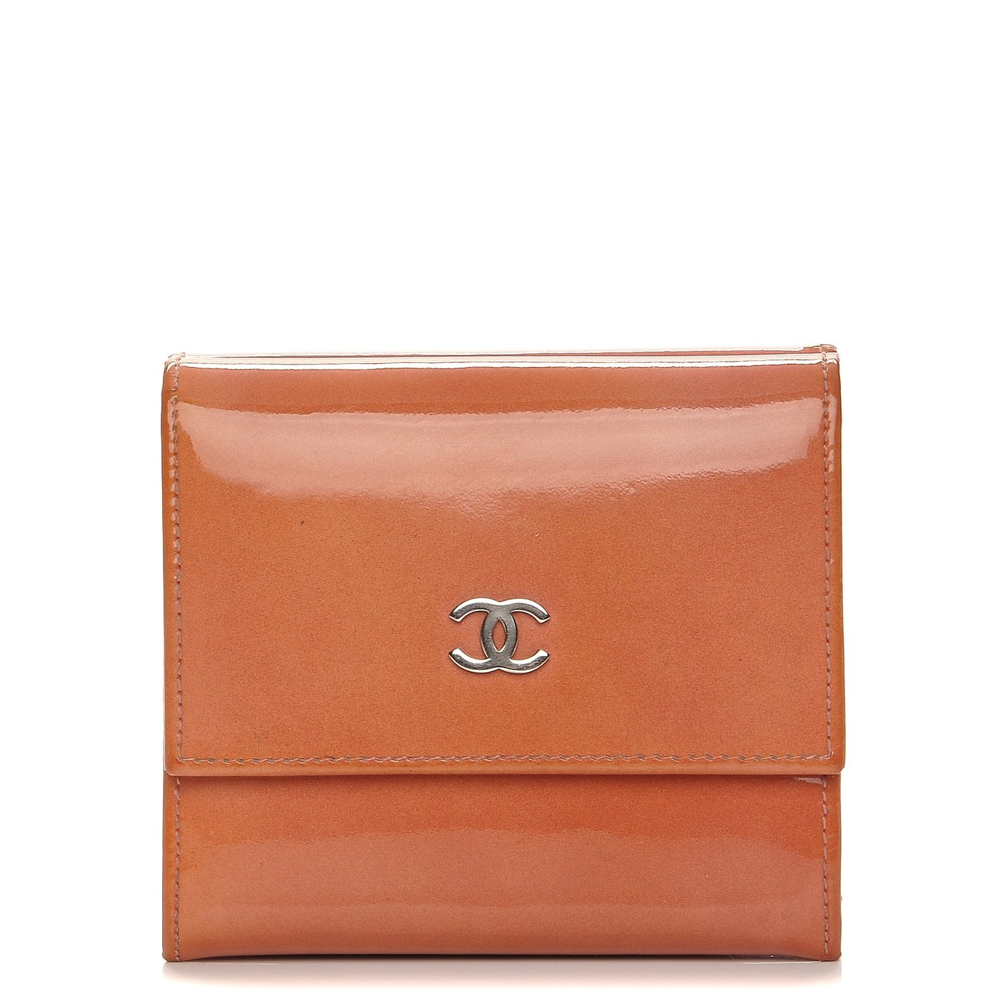 Patent Compact CC Flap Wallet Pink