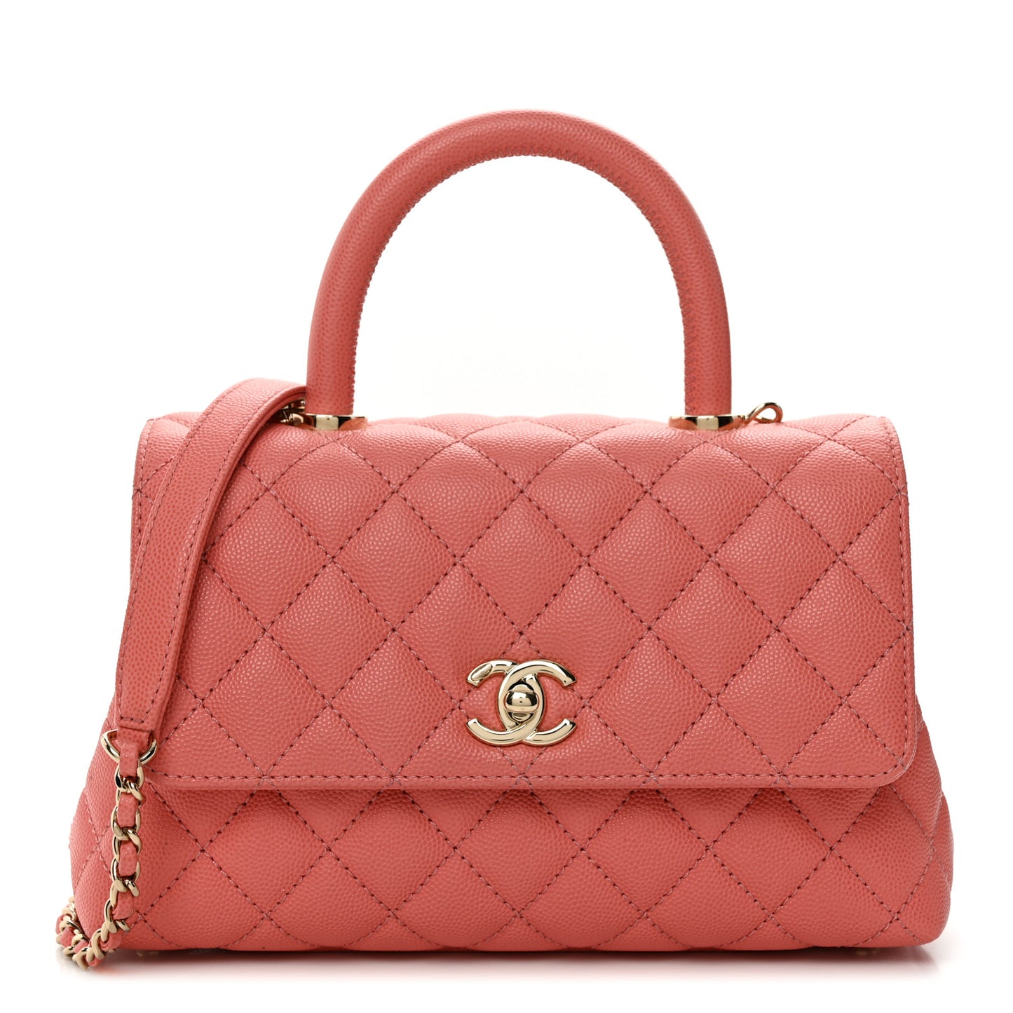 Caviar Quilted Mini Coco Handle Flap Pink