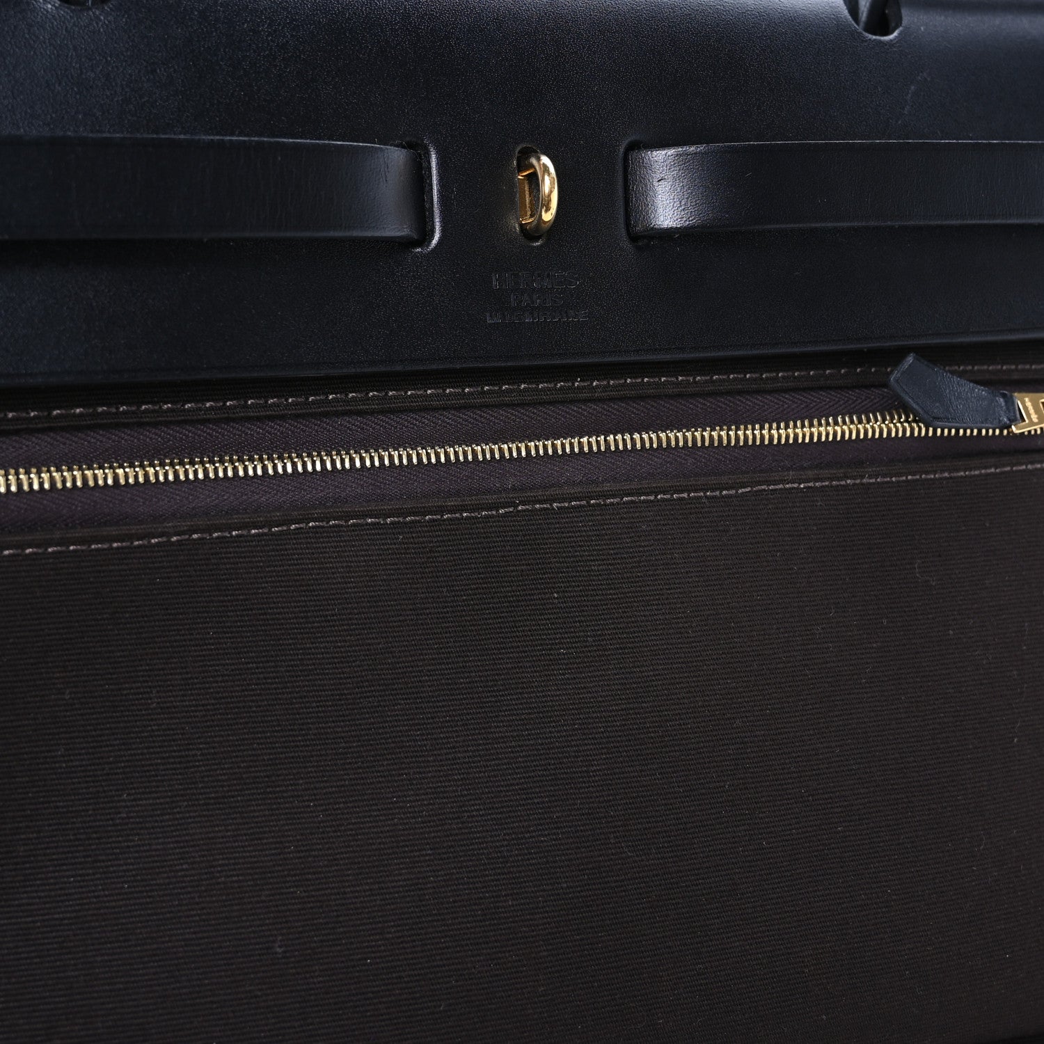 Hermes Military Toile Vache Hunter Herbag Zip Retourne 31 PM Black Ebene 7 of 11