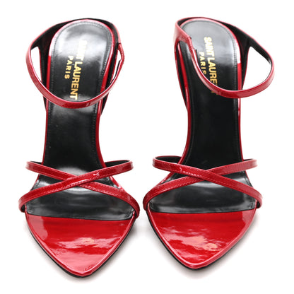 Saint Laurent Patent Gippy Crisscross Mule Sandals 37 Red 3 of 9