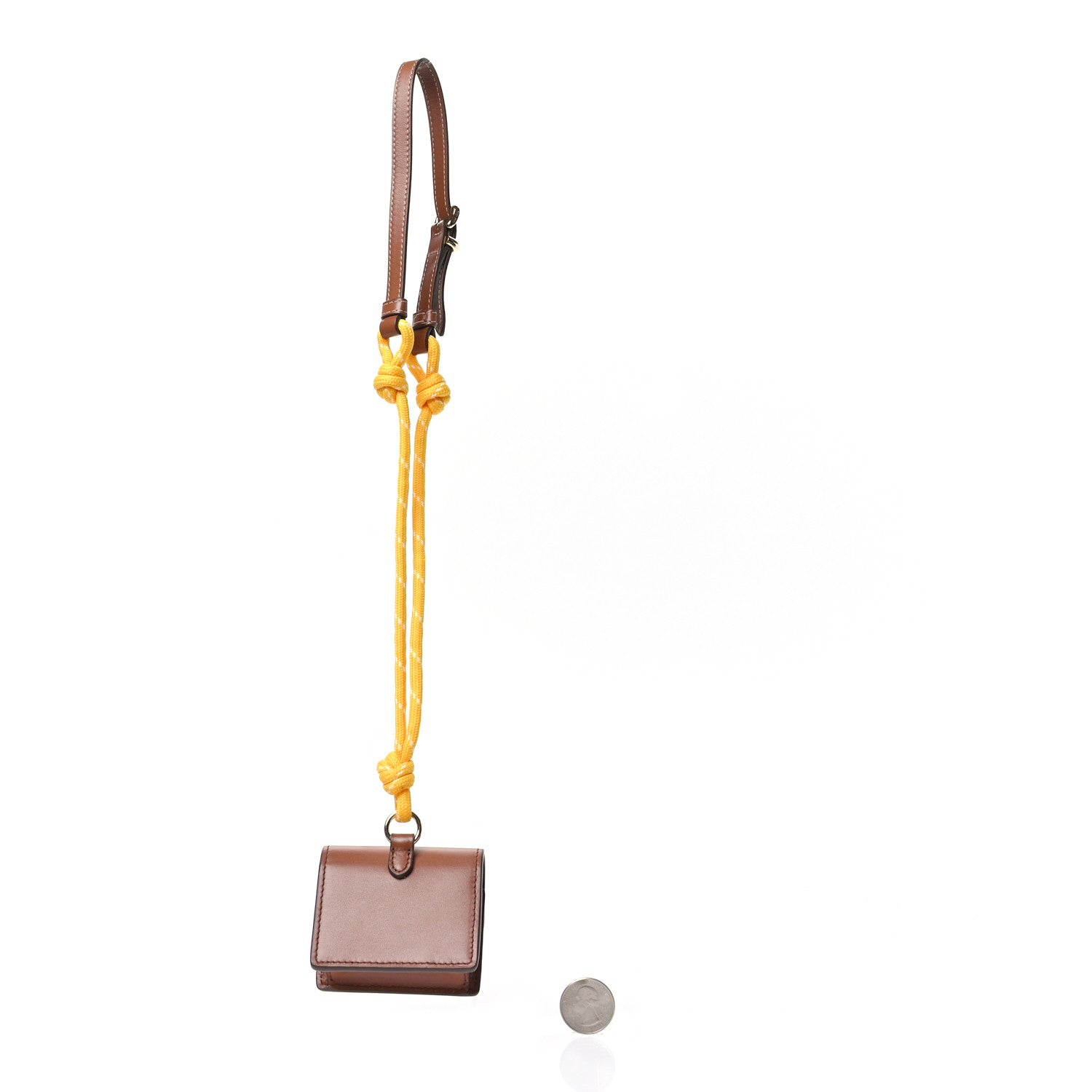 Miu Miu Nappa Flap Pouch Bag Charm Cognac Yellow 3 of 6