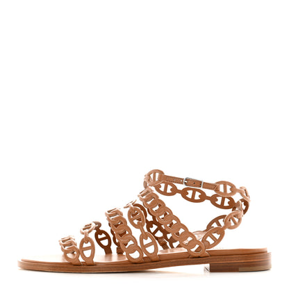 Hermes Nappa Chaine d'Ancre Kalliste Sandals 39 Gold 1 of 8