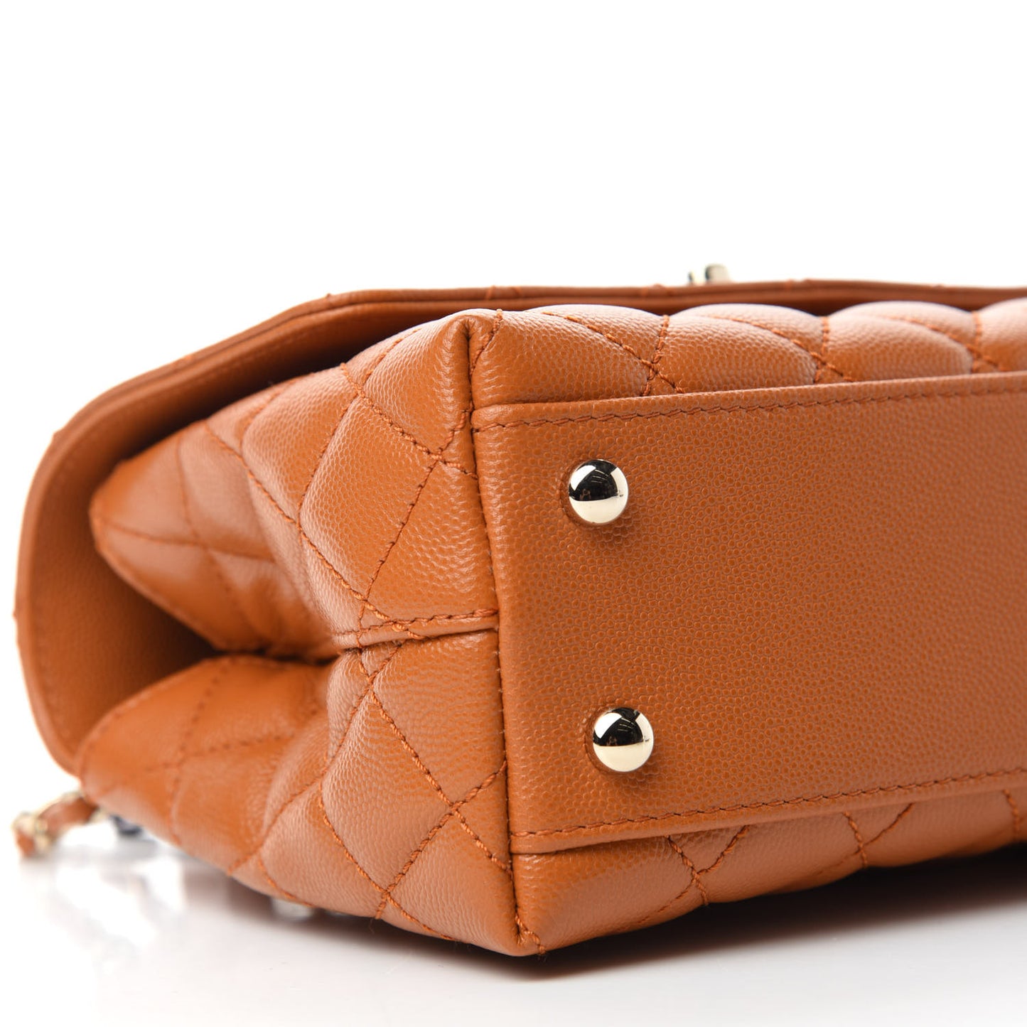 Caviar Quilted Mini Coco Handle Flap Light Brown