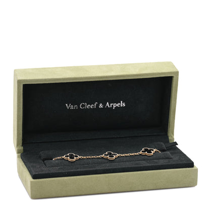 Van Cleef & Arpels 18K Yellow Gold Black Onyx 5 Motifs Vintage Alhambra Bracelet 4 of 4